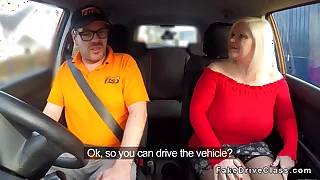 Hefty boobs granny bangs driving teacher